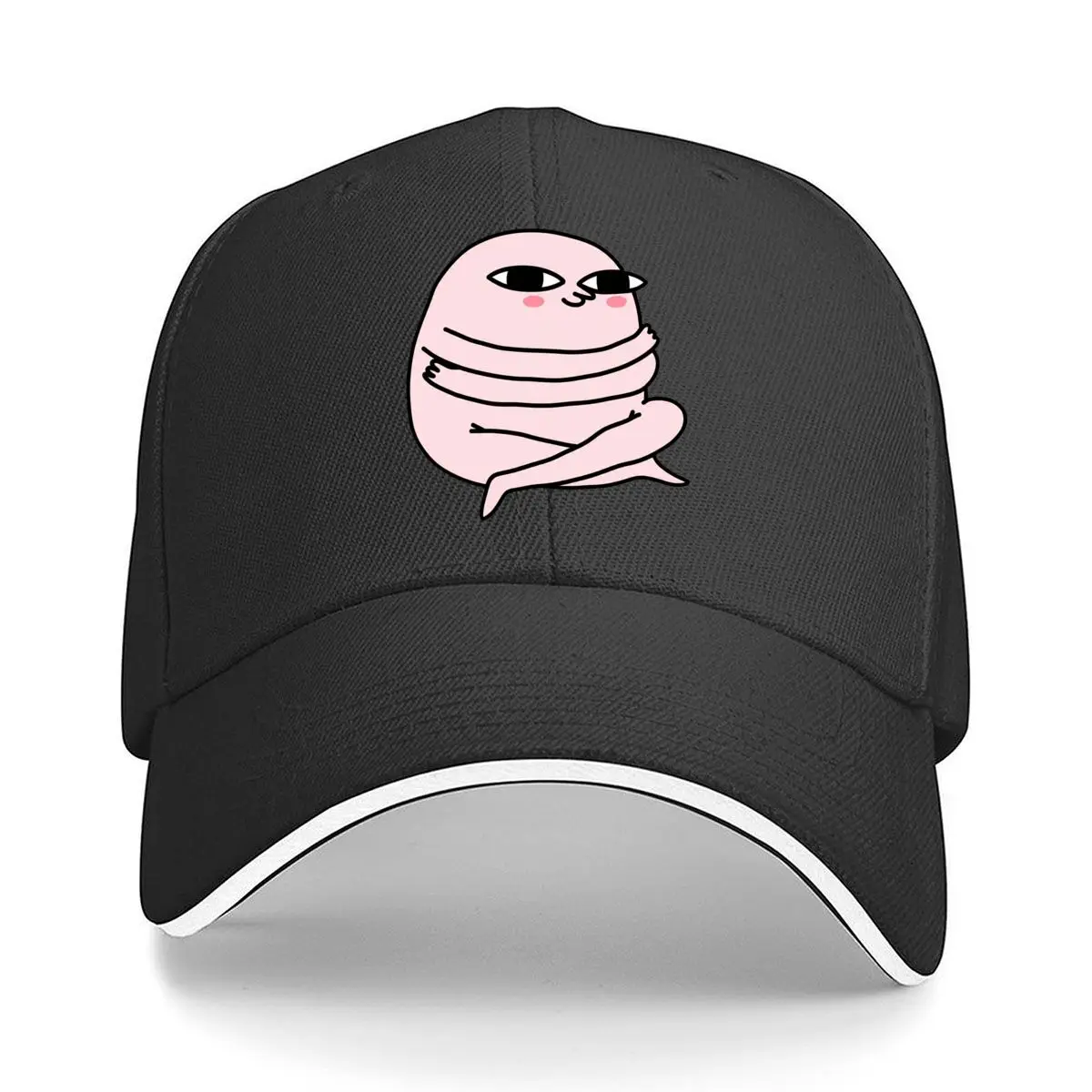 Kawaii Pink Blob Character Self Hug Cute Comic Hip Hop hat Fashion Outdoor Sports Sandwich Baseball Cap