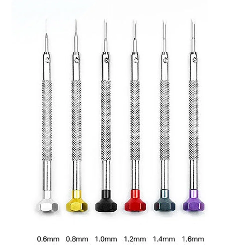 6pcs Precision Screwdriver 0.6-1.6mm Colored Slotted Screwdriver Watch Glasses Repair Hexagonal Head Screw Drivers Hand Tools