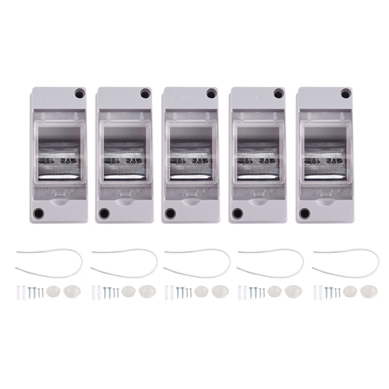 5PCS 2Ways MCB Switch Distribution Box PC Plastic Junction Wire Box Distribution Box IP65  Distribution Box