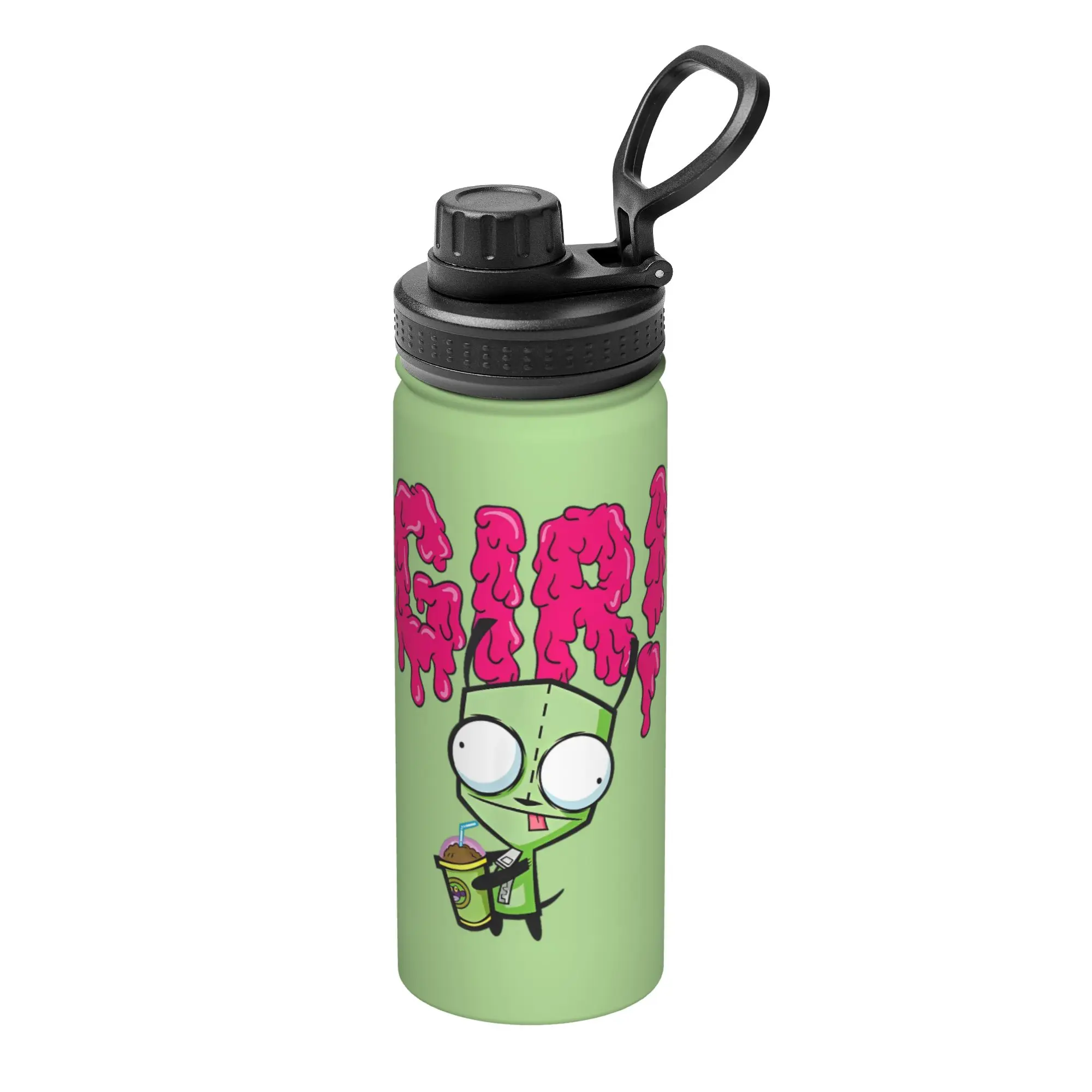 Cartoon Invaders Zim Gir 18OZ Sports Insulated Kettle  Thermal Cup Vacuum Flask Smoothie Tea Mugs Hot Cold Drink