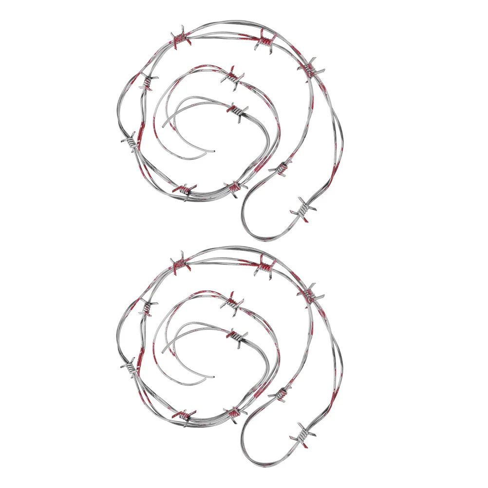 

2Pcs Fake Barbed Wire Props Realistic Flexible Creepy Halloween Party Decoration Indoor Outdoor Scary Haunted House Decor