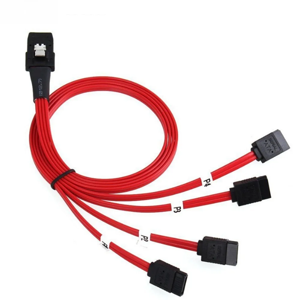 미니 SAS 8087 - 4 SATA 케이블-SFF-8087 - 4 SATA 데이터 전송 케이블(솔리드 스테이트 드라이브용 직선 커넥터 포함)