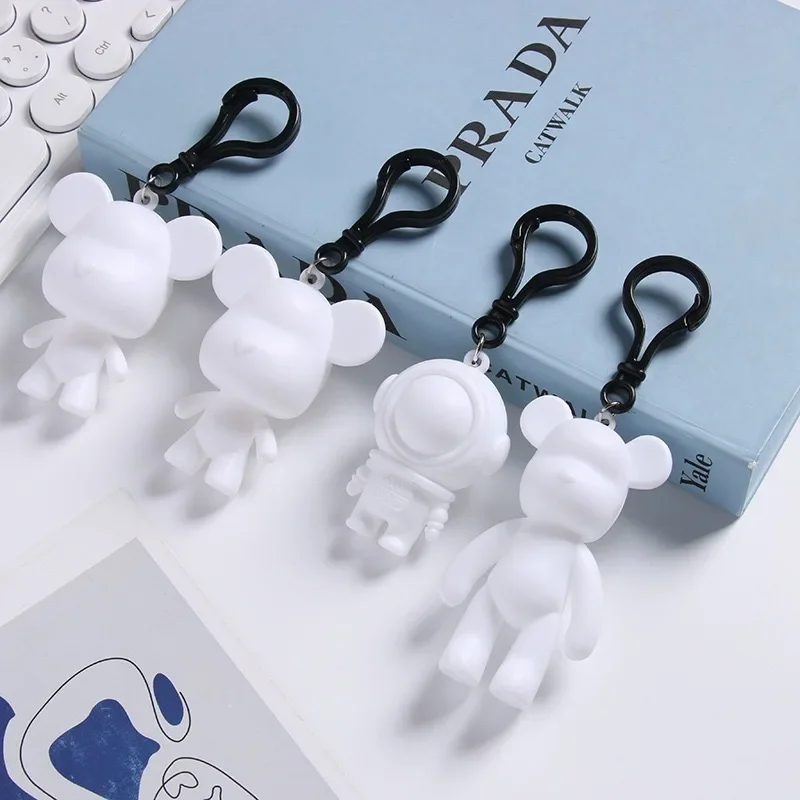 24Pcs Astronaut 100% Bear Handmade Set Fluid  Bear White Blank Mold Vinly Toys for Kid DIY Painted Medicom Toys Sculptures Gifts