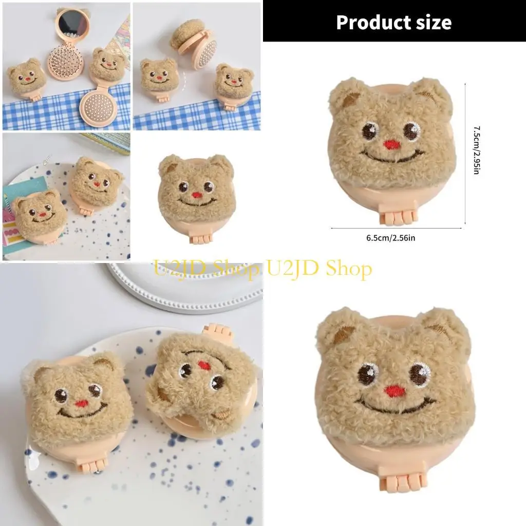 U2JD portátil BONITO Urso Espelho maquiagem e dobrável Ferramenta estilo para uso diário viagem e uso viagens