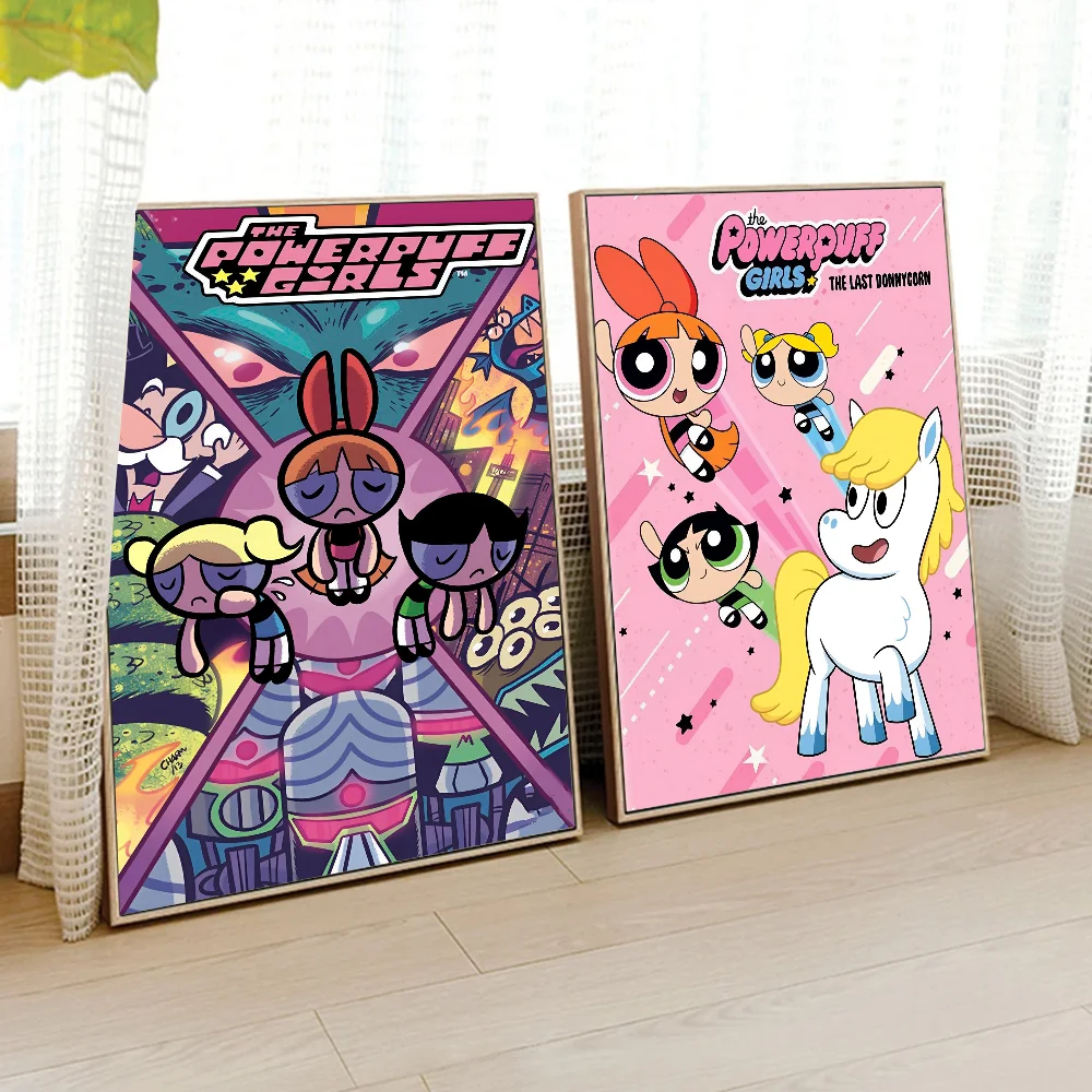 1PC Cartoon The Powerpuff Girls Poster Paper Print Home Living Room Bedroom Entrance Bar Restaurant Cafe Art Painting Decoration