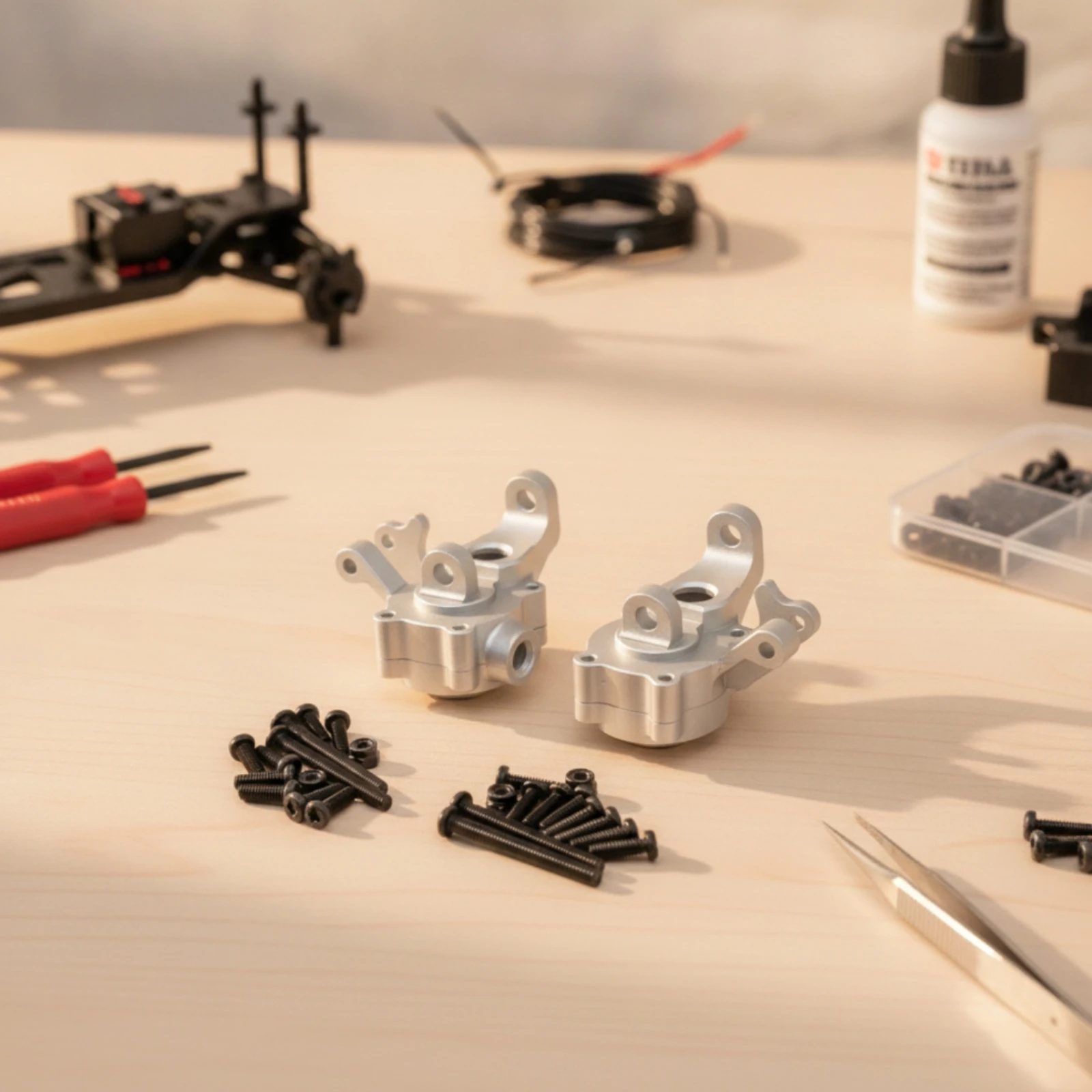 2 Pieces Steering Knuckle Heavy Duty Steering Knuckle with Screws RC Part CNC-Machined Hardware Stable for Trail Rig