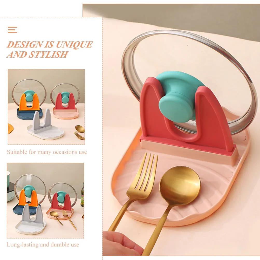 

3Pcs Kitchen Organizer Lid Stand Multi-Function Rack Material Stylish Design Spoon Rest Chopsticks Holder