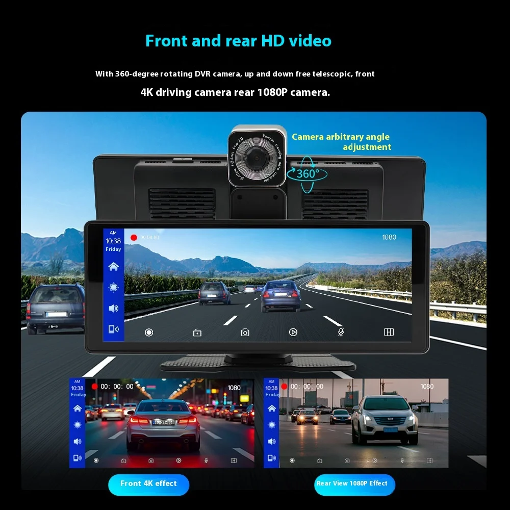 10.26-Inch Portable Carplay Navigation Recorder Cross-Border Large Dashboard System Central Control for Bluetooth USB Connection