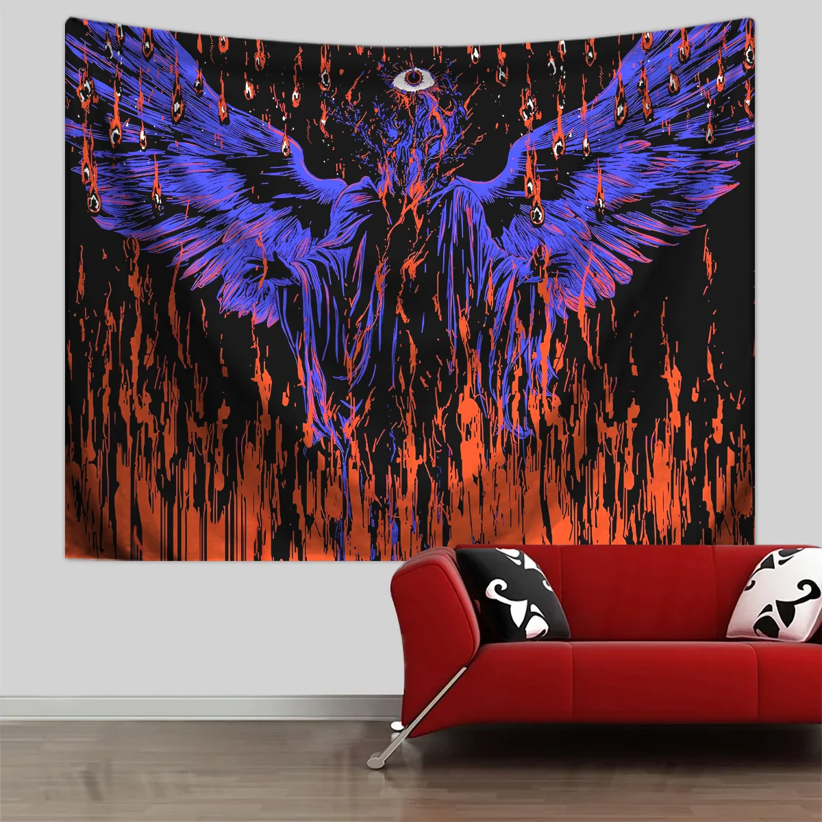 1pc gotische Fantasie Tapisserie, Blut mysteriöse Augen Tapisserie, Dämon Flügel Flügel Wandteppich, psyche delische Geist Tapisserie