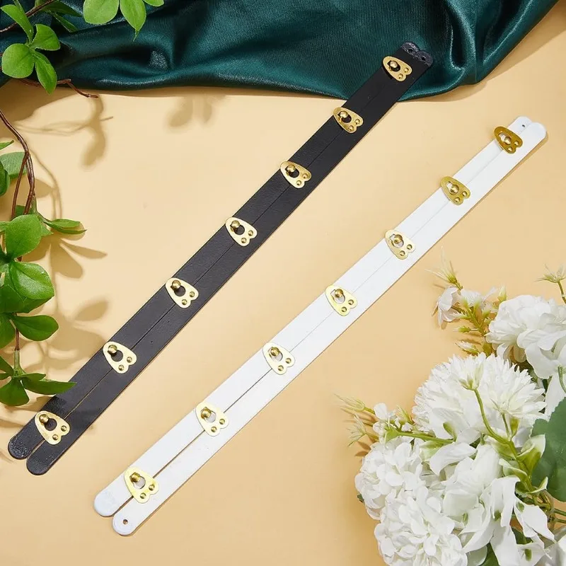 2 Pairs Corset Busk Buttons Black & White Corset Steel Bones 350mm 7 Buckle Stainless Steel Button Corset Busk Corset Spoon Busk