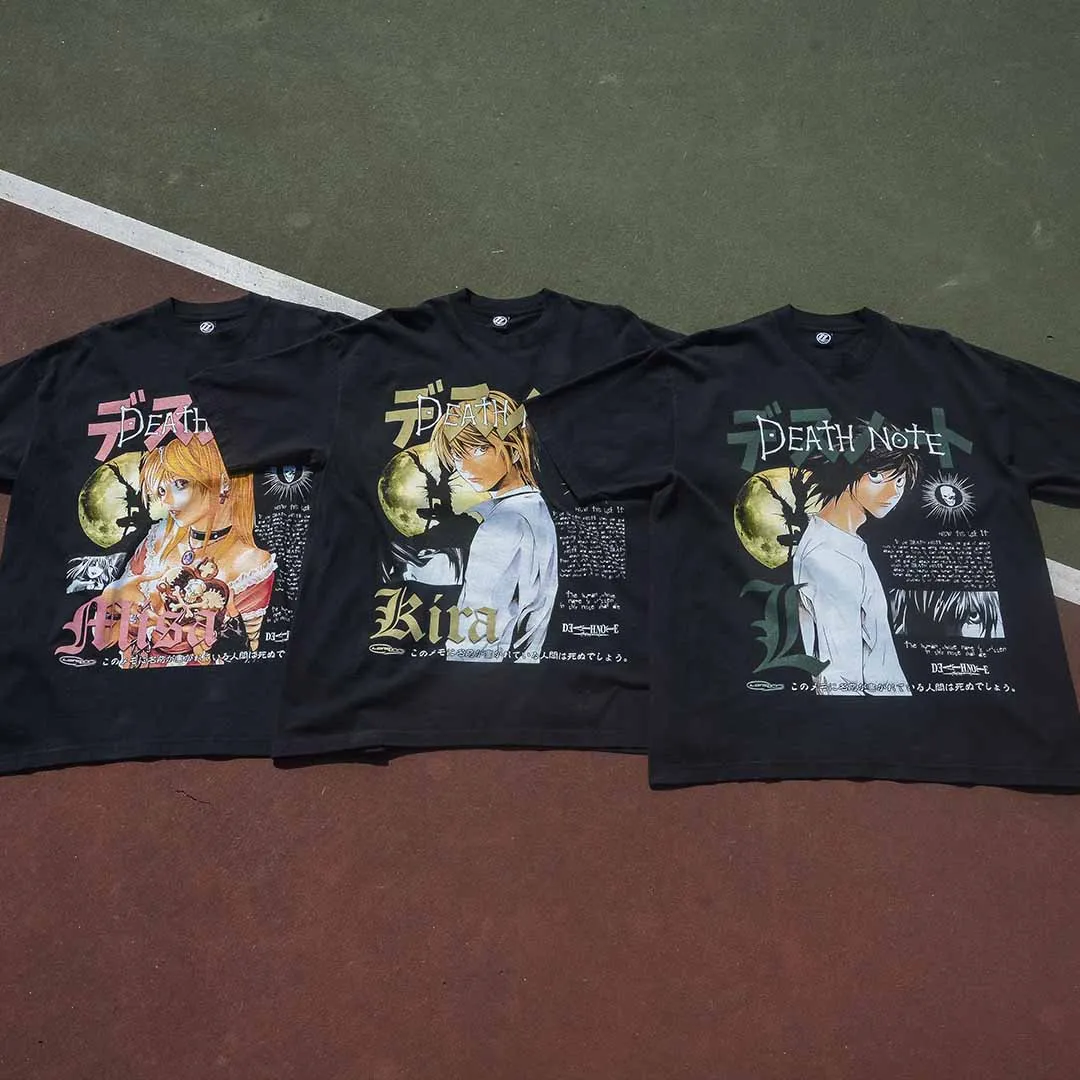 Classic Anime Death Note Print T-shirt Women Men Streetwear Oversized Y2k Cotton Gothic High Quality Casual Female Male Clothing