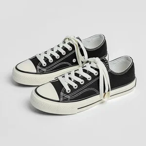 Leinwand Canvas mit Schnüren für Frauen, Freizeitschuhe, Wohnungen, alles schwarz, weiß, rot, Neuankömmling, Sommermode 8 Hauptverkäufe Weiß und Red Tenis - №1