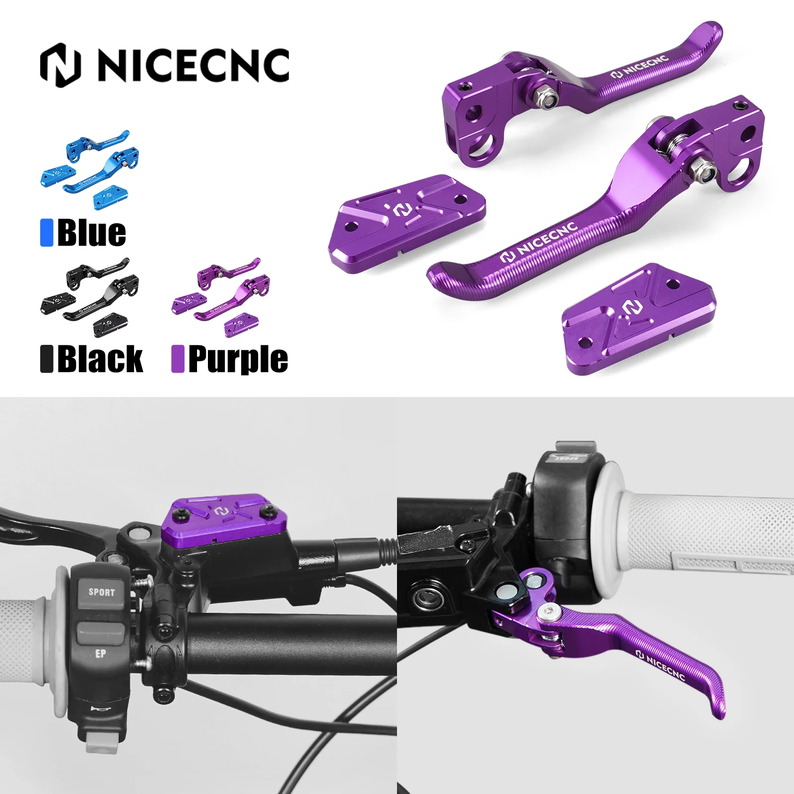 

NICECNC For Surron light bee X light bee S L1E Segway X160 X260 Dirt Bike Front Rear Brake Levers & Brake Reservoir Covers