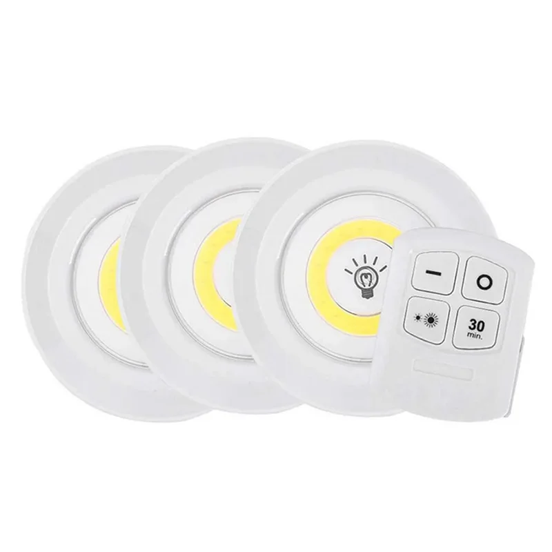 Wireless LED Under Cabinet Light Remote Control Dimmable Wardrobe Night Light Home Bedroom Kitchen Battery Lamp