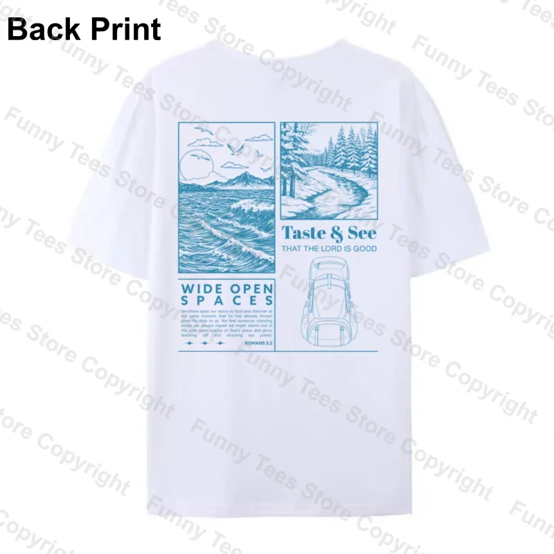 Taste & See Vintage Bible Verse T-Shirt Aesthetic Christian Streetwear Adventure Hiking T Shirt Women Men Religious Tops Gift