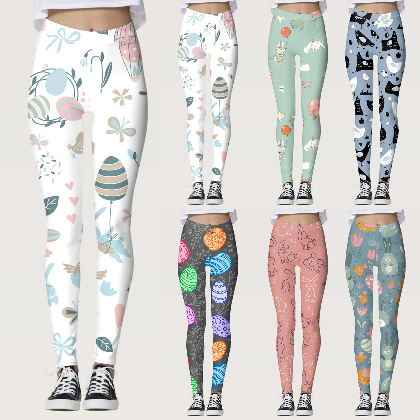 

Women'S Leggings Easter Eggs Printed Easter Spring Tight Trousers Sunday Clothing Sexy Pants Pantalones Female Sports Gym Yoga