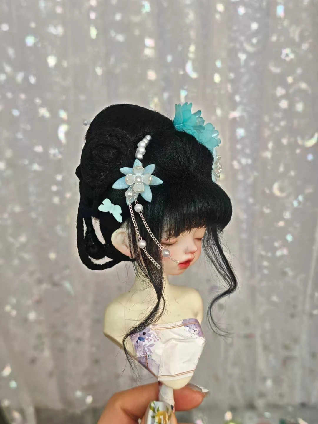 Peluca de muñeca para muñeca BJD 1/4, pelo de muñeca BJD, peluca colorida, muñeca de princesa, peluca de pelo falso adecuada para circunferencia de la cabeza de 17-18cm