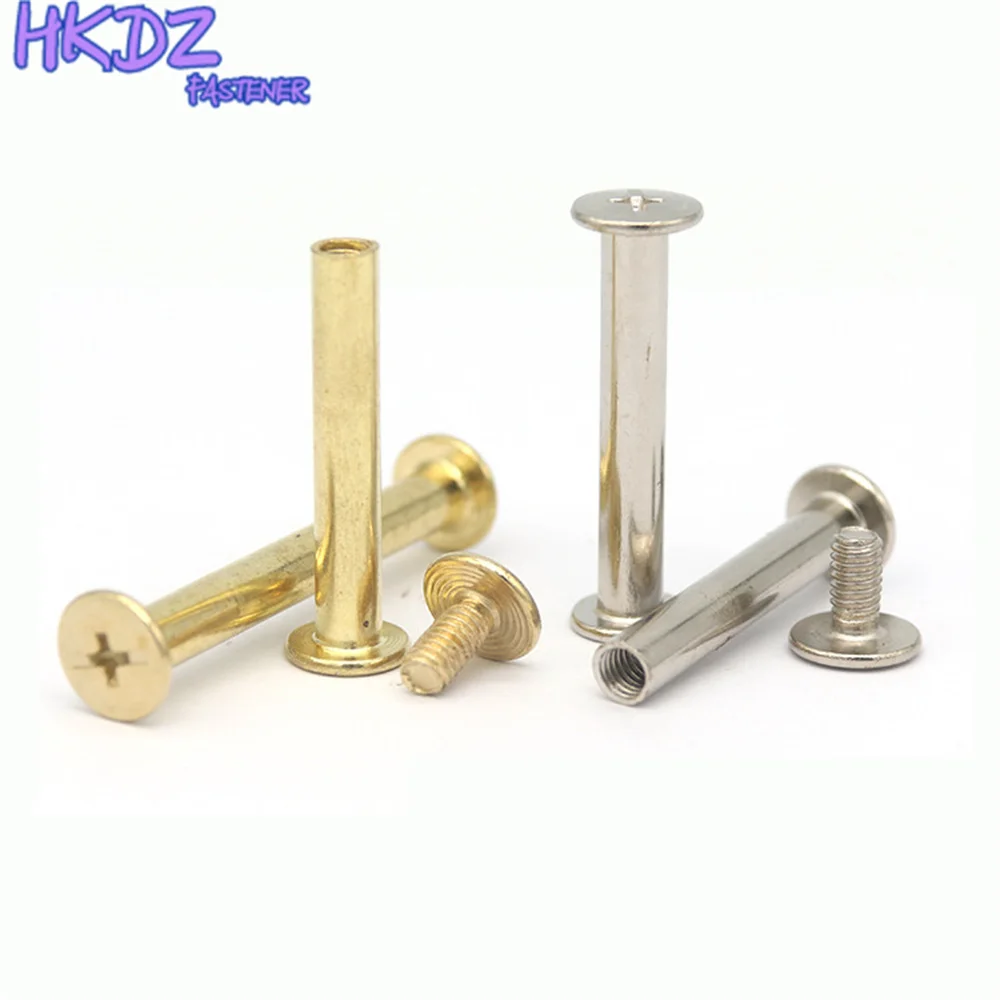 Rivets Hollow Rivets Head M5 Brass Double Hollow Rivets Book Screws Chicago Screws Nickel Plated Steel M5 Length 6mm ~ 100mm