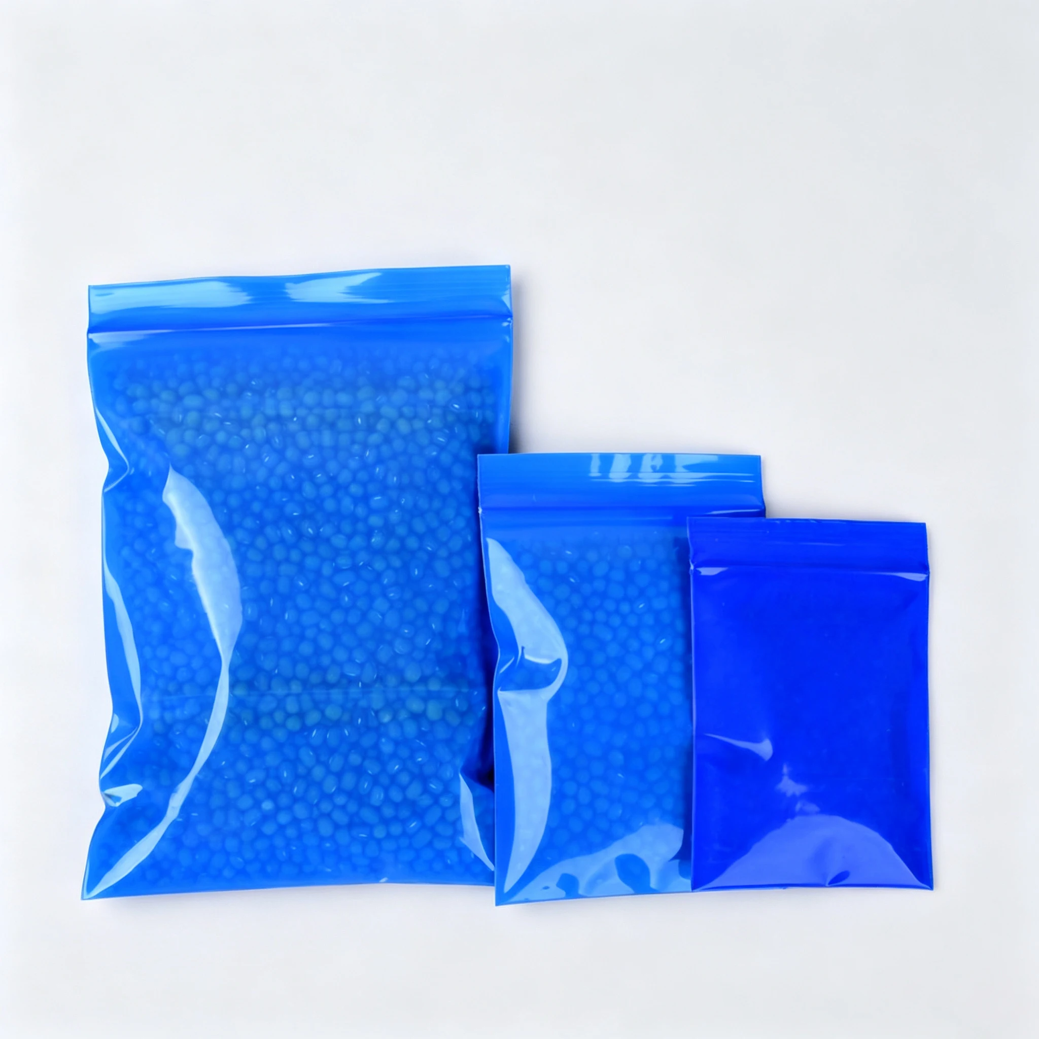 Blue Plastic Zipper Storage Pouches, Reusable Seal Bags for Food & Tiny Sundries Multi-scene Separate Daily Sort Pack