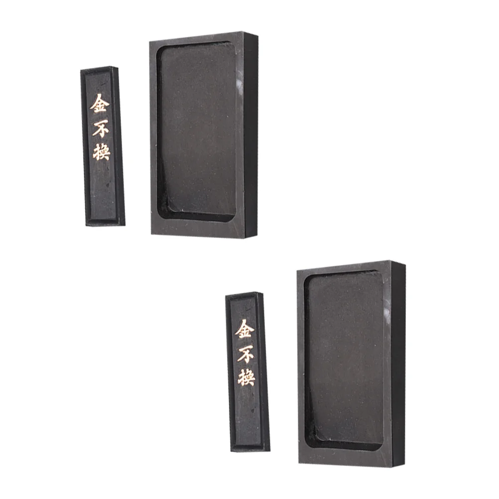 

Traditional Inkslab Rectangular Inkstone with Ink Stick Exquisite Workmanship Long Lasting Decorative Desk Accessory for Artists
