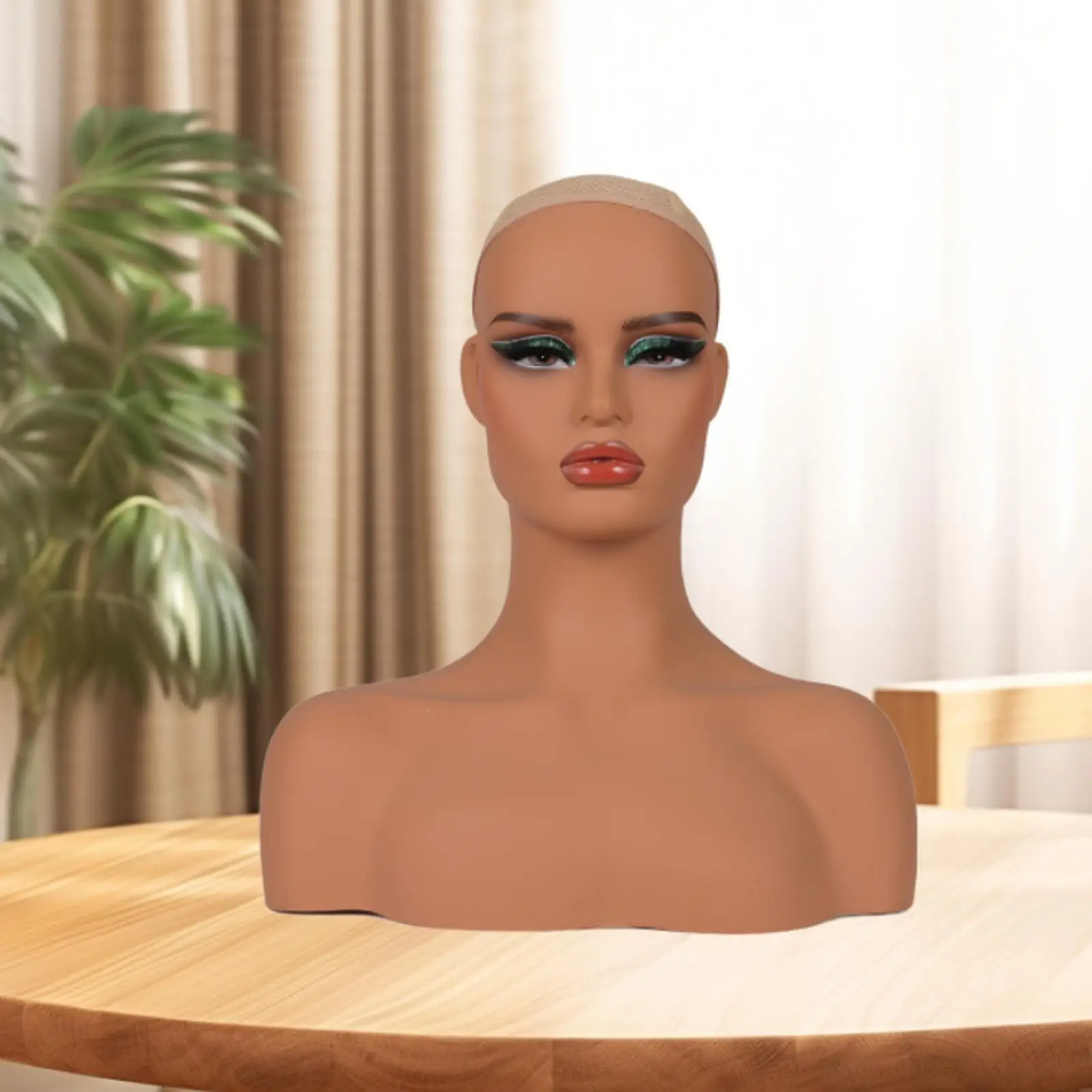 أنثى عارضة أزياء رئيس قبعة رف شاشة مع ماكياج شعر مستعار حامل شعر مستعار عرض نموذج للأقراط شعر مستعار صنع المجوهرات القبعات قطع الشعر