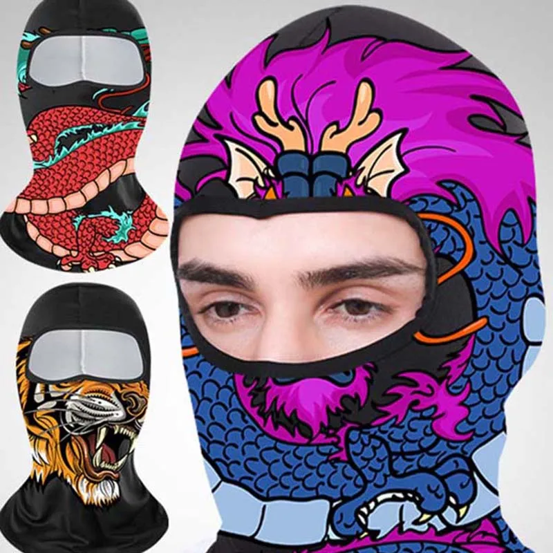

Spring Summer Outdoor Sun Protection Hood With Big Brim Shenlong Digital Printing Riding Mask Sun Protection Electric Car Hood