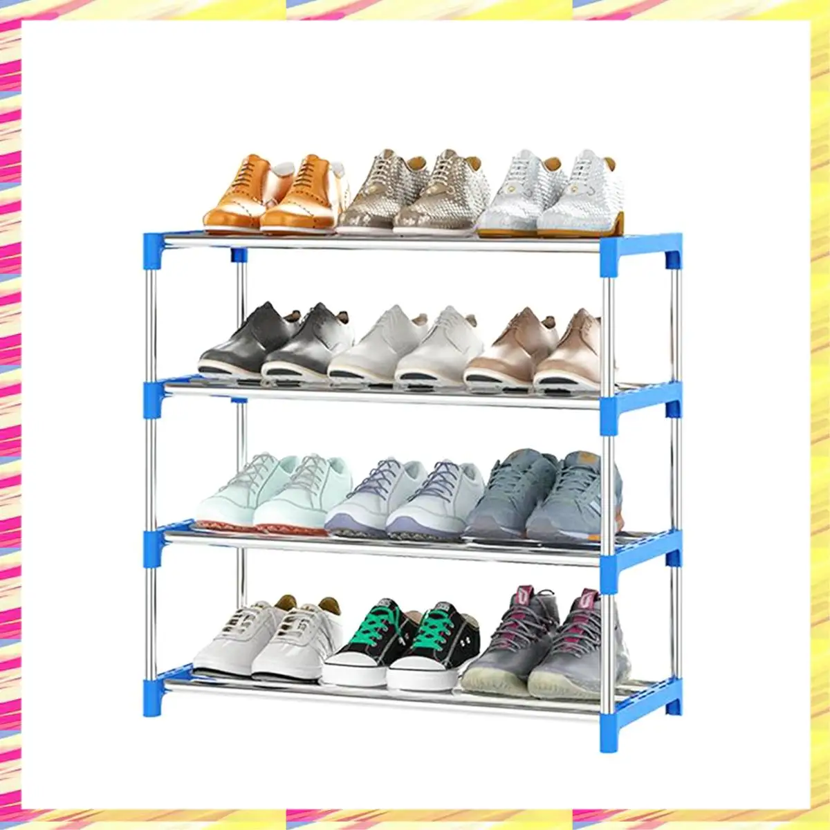 

ABJJ 4-Tier Stackable Small Shoe Rack, Lightweight Shoe Shelf Storage Organizer For Entryway, Hallway And Closet