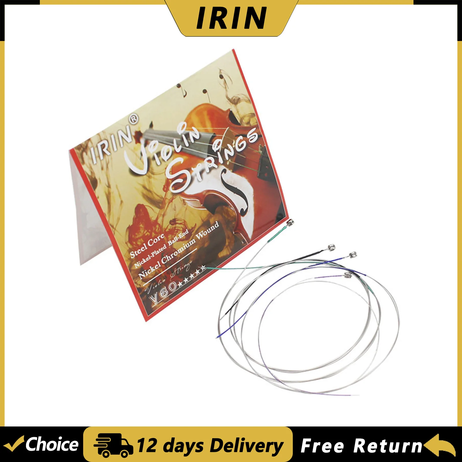 IRIN V60 Violin Strings Nickel Silver Wound Fiddle Strings Violin Universal Musical Instrument Parts & Accessories