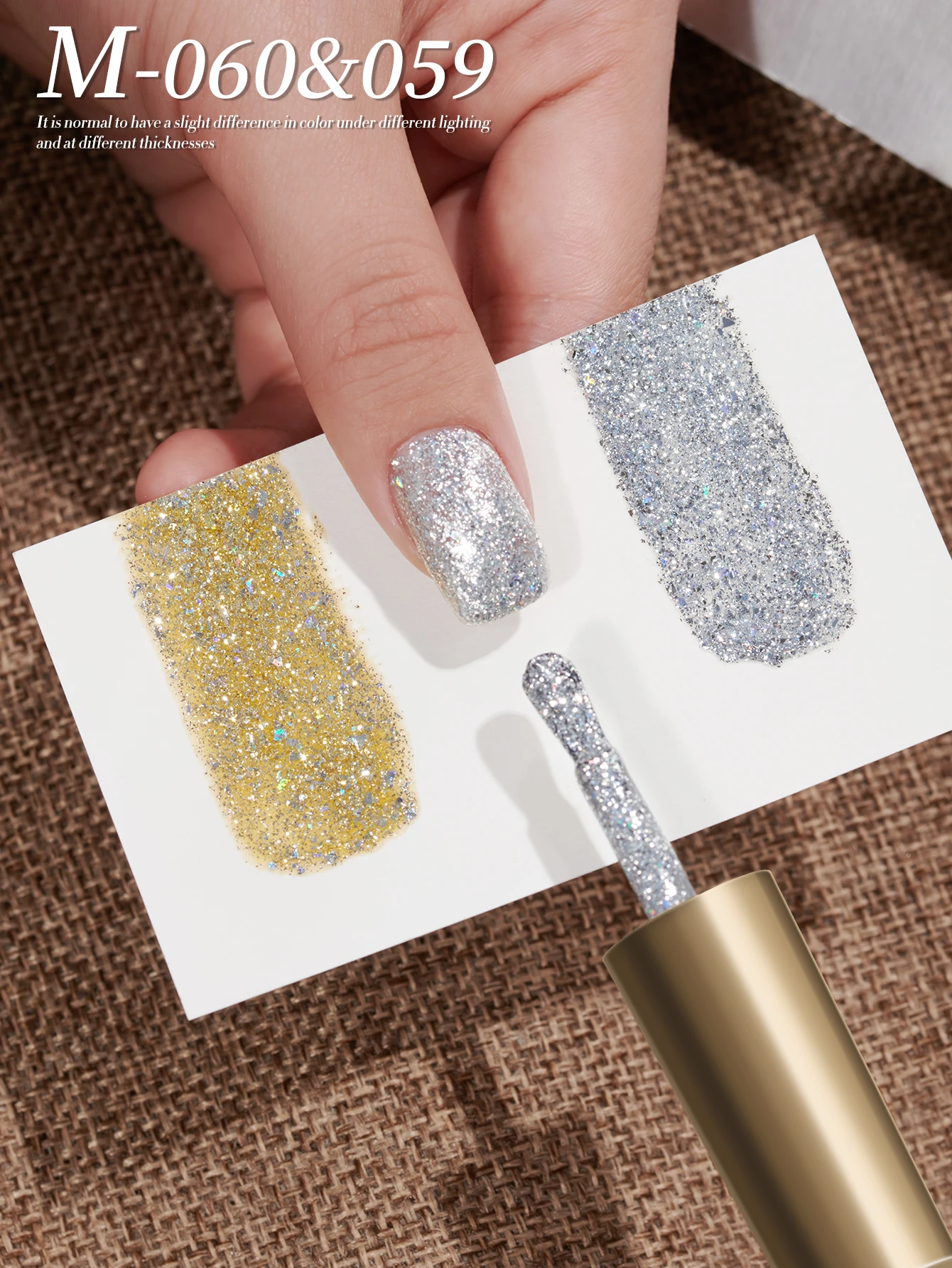 2 個 M-059 M-060 --- バーストグリッターマニキュア接着剤 2025 新しい人気のゴールドシルバースパンコールカラフルなマニキュア