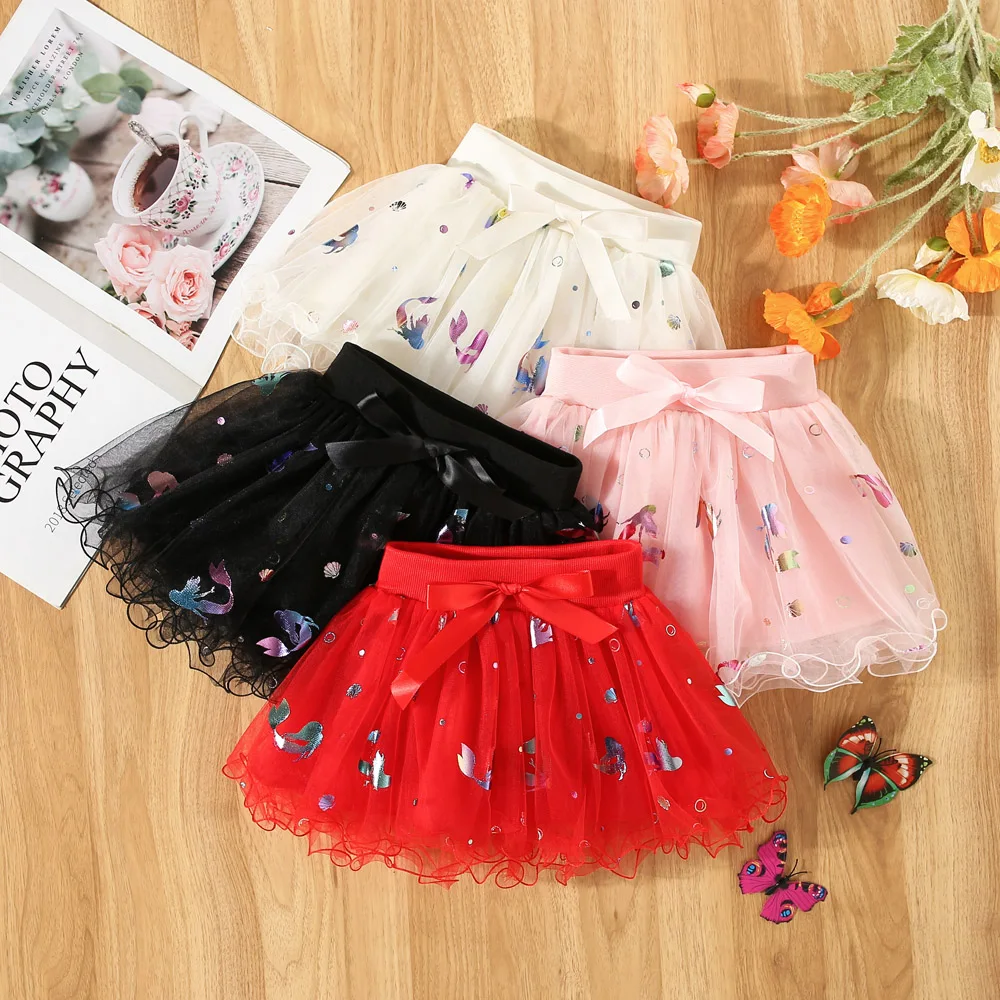 Baby Girl Summer Mermaid Sequin Gauze Half Skirt Baby Girl Korean Version Fashionable Short Skirt