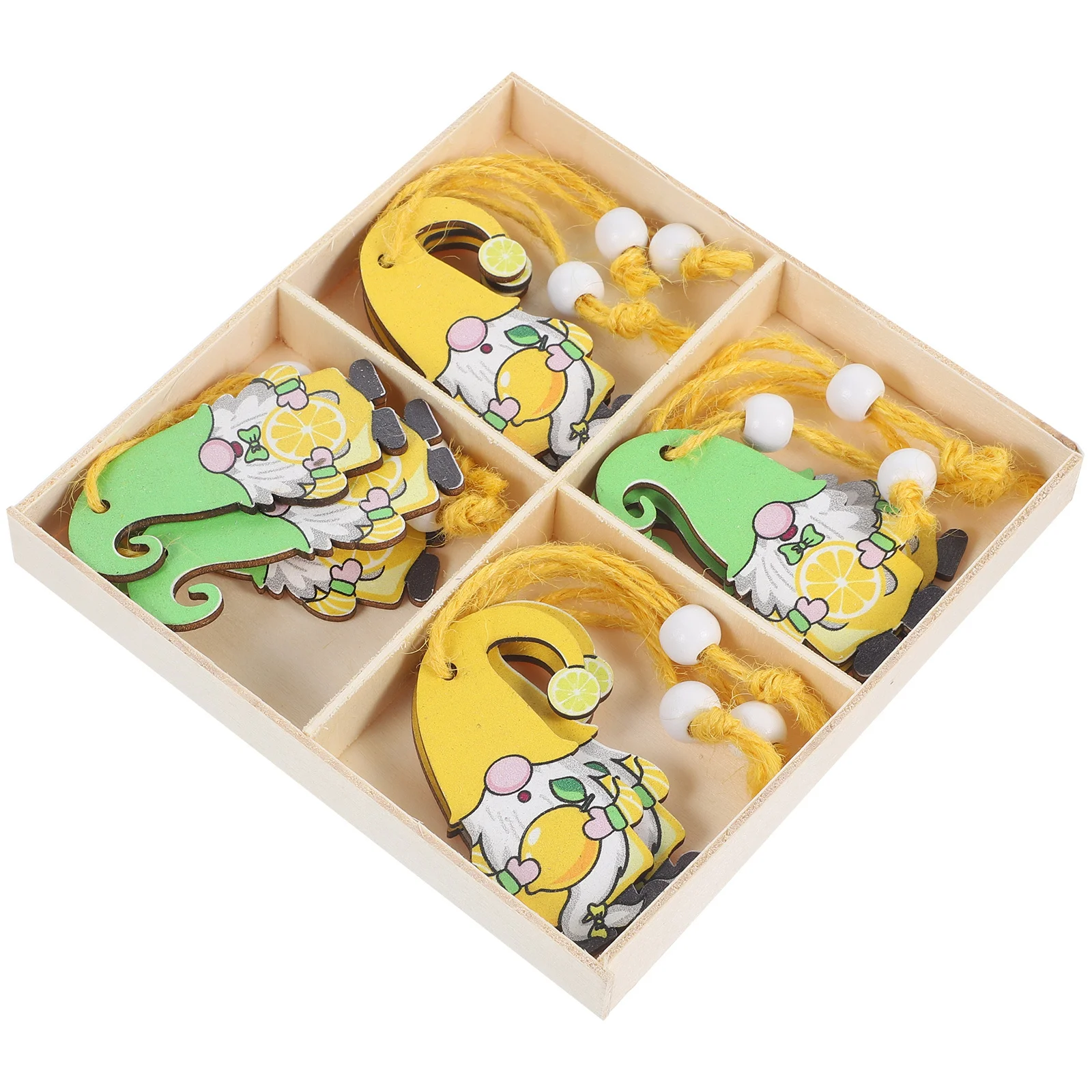

12pcs Lemon Hanging Ornament Wooden Summer Decor For Garden Party Yard Home Office Festival Diy Craft Accessory