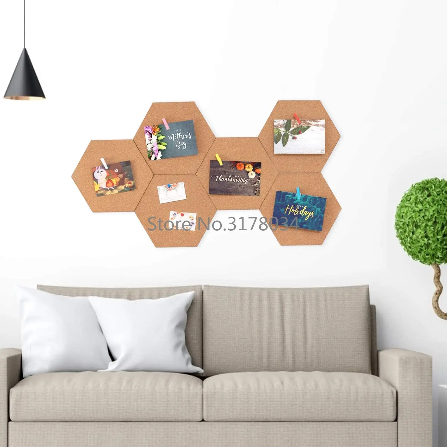 Self-Adhesive Cork Board Tiles Office Home Wood Photo Background Hexagon Stickers Wall Message Drawing Bulletin Boards