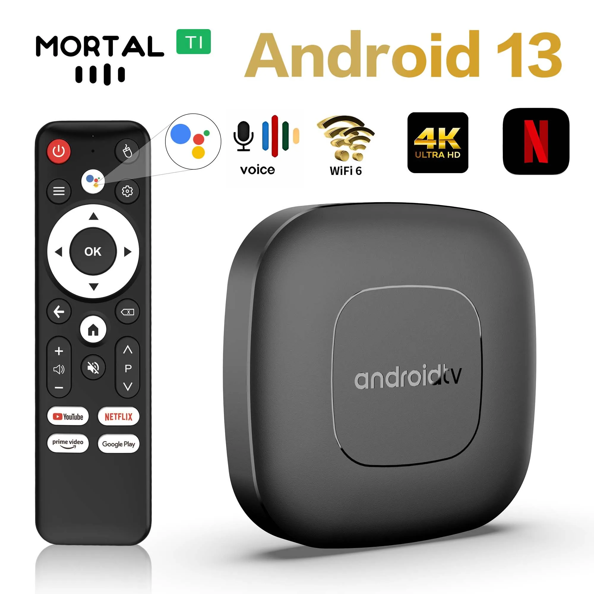 Mortal T1 Android13 Smart Theater TV Box AllwinnerH313 Google Assistant Netflix Bluetooth chromecast HDMI Streaming Media Player