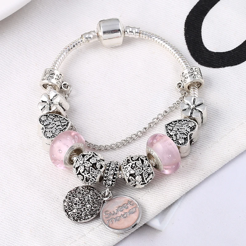 Silver Plated Charm Bracelet with Key Lock Pendant, Wedding Gift