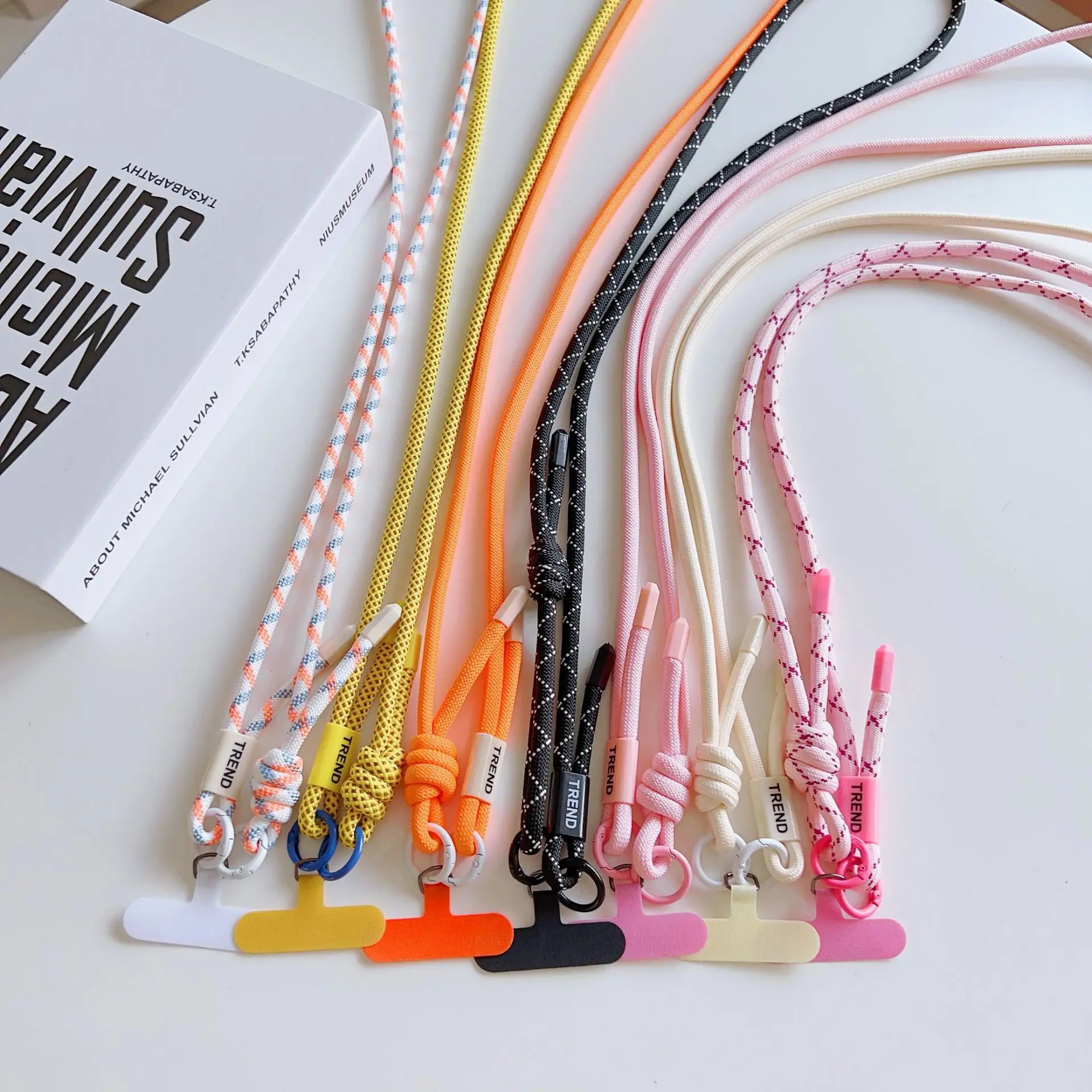Adjustable Phone Lanyard Strap for Outdoor Sports Durable Anti-Lost Woven Crossbody Neck Strap Camera Strap Color Dopamine Style