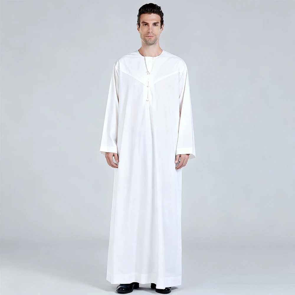 عيد الرجال ثوب ثوب مسلم العربية قفطان كم طويل جوبا المملكة العربية السعودية رداء دافح قفطان عبايات فستان الشرق الأوسط الإسلام الملابس #1
