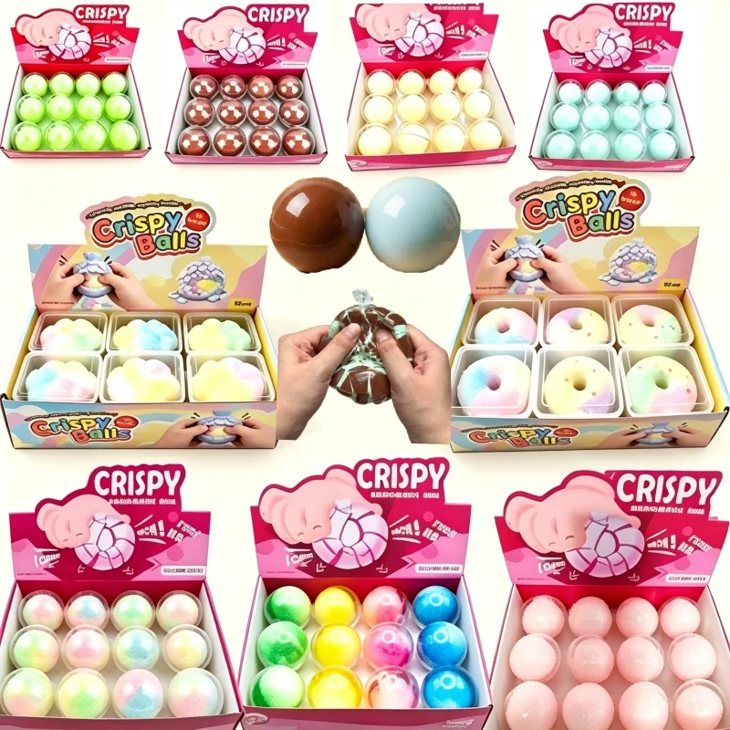 1pcs Wax Coating Crispy Squishy Stress Balls Slow Rebound Wax Skin Squeeze Toys Adult Quiet Sensory Fidget Soothing Stres Toy