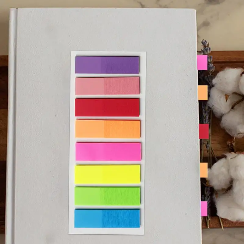 Schede per notebook 8 colori Schede note adesive Schede indice adesive colorate Adesivi per schede indice fluorescenti trasparenti per notebook