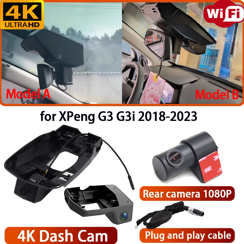 for XPeng G3 G3i 2018-2023 Video Recorder 4K DVR Dash Cam Wifi OEM Camera 170 Wide Angle Night Vision Plug & Play Loop Recording