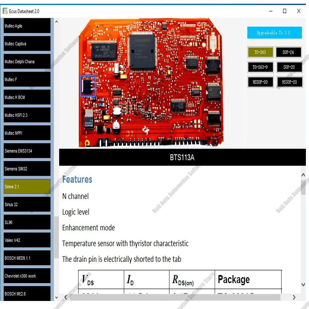 Ecus Datasheet 2.0 ECU إصلاح برنامج PCB المخططات مع المكونات الإلكترونية لوحدة التحكم الإلكترونية في السيارة والمعلومات الإضافية