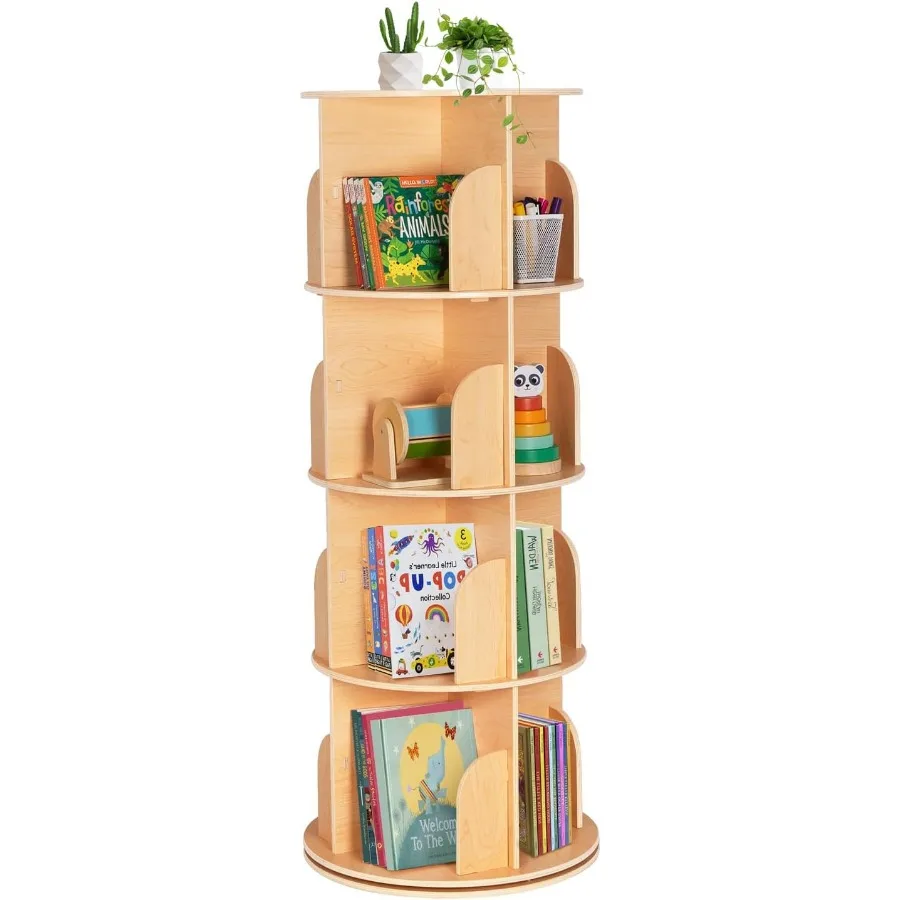 Tower, 360°Display Wooden Spinning Bookcase