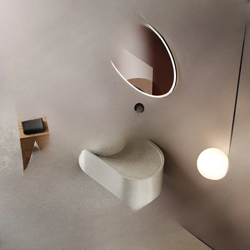 

Multi-color small apartment B & B hotel bathroom artificial stone wall-mounted wash basin