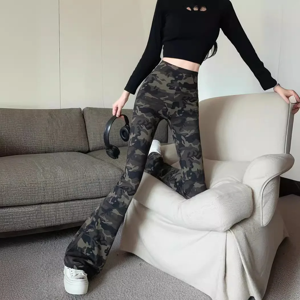 جديد 2025 سراويل نسائية مموهة صغيرة السحب ملابس نسائية سراويل يوغا متوهجة سراويل عصرية راقية مموهة