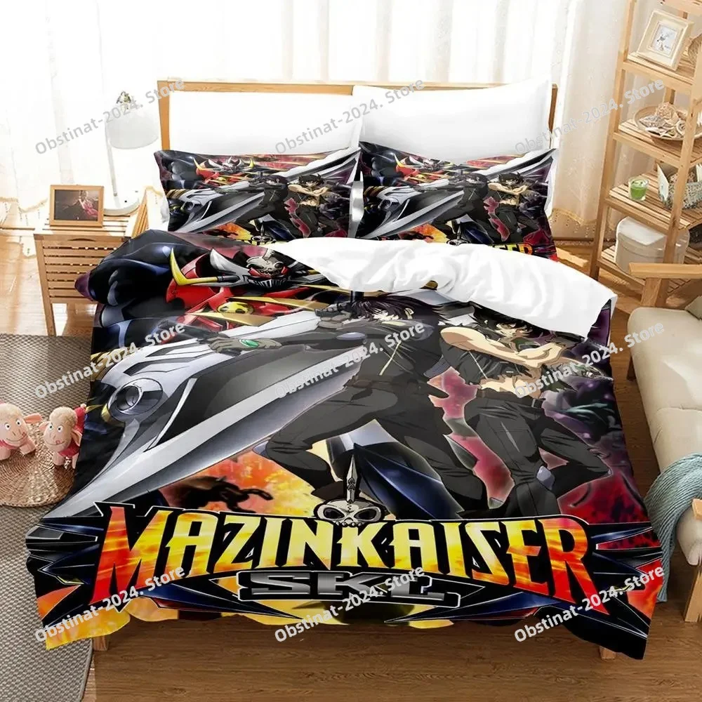

2025 Mazinger Z Bedding Set Single Twin Full Queen King Size Bed Set Aldult Kid Bedroom Duvetcover Sets 3D Print Anime Bed Sheet