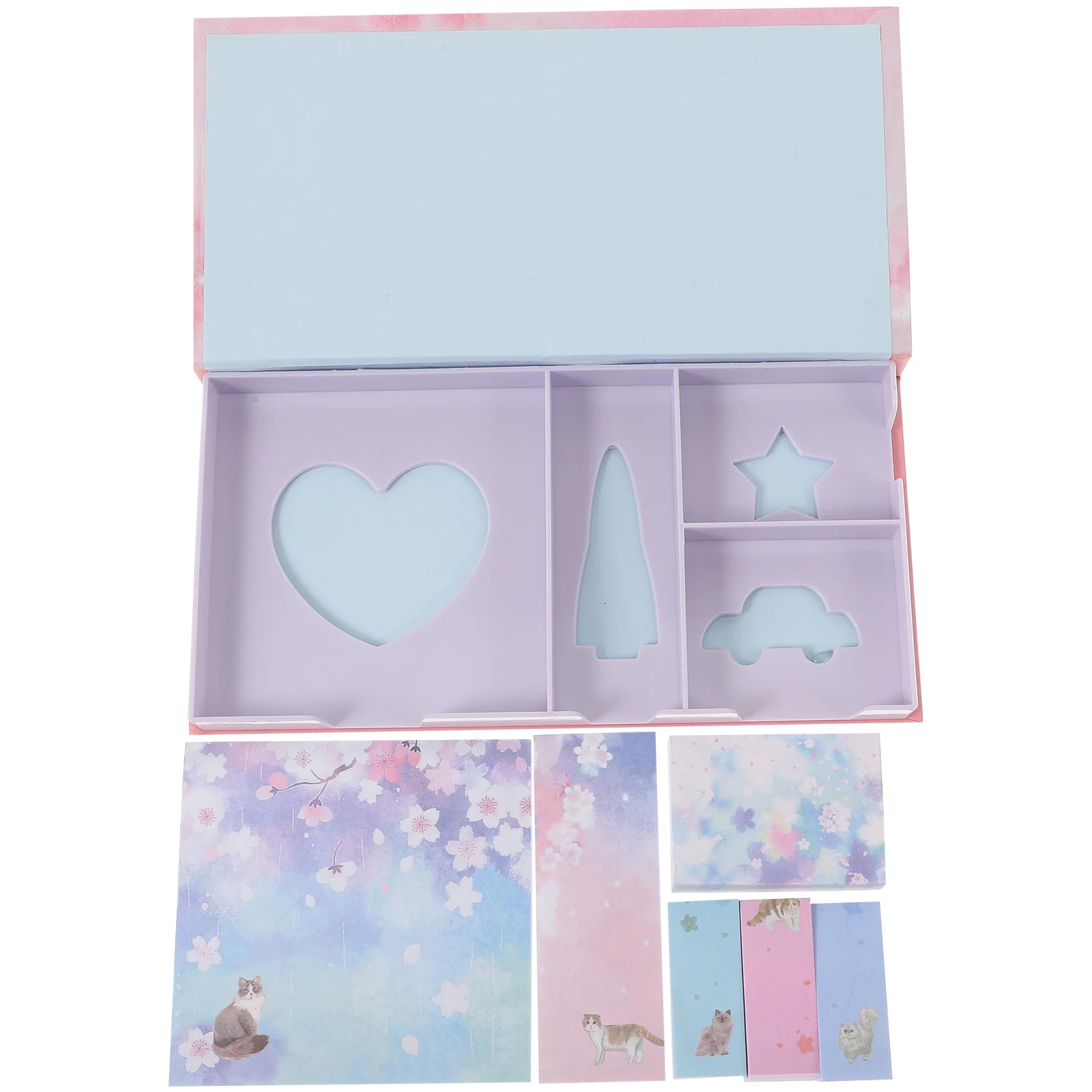 1 Satz 1 Set Katzen-Aufkleber-Notizblöcke, Kirschblüten, Tier-Design, klebrige Notizblock-Box für Zuhause, Schule, Büro, schläfrige Katze, wiederverwendbar