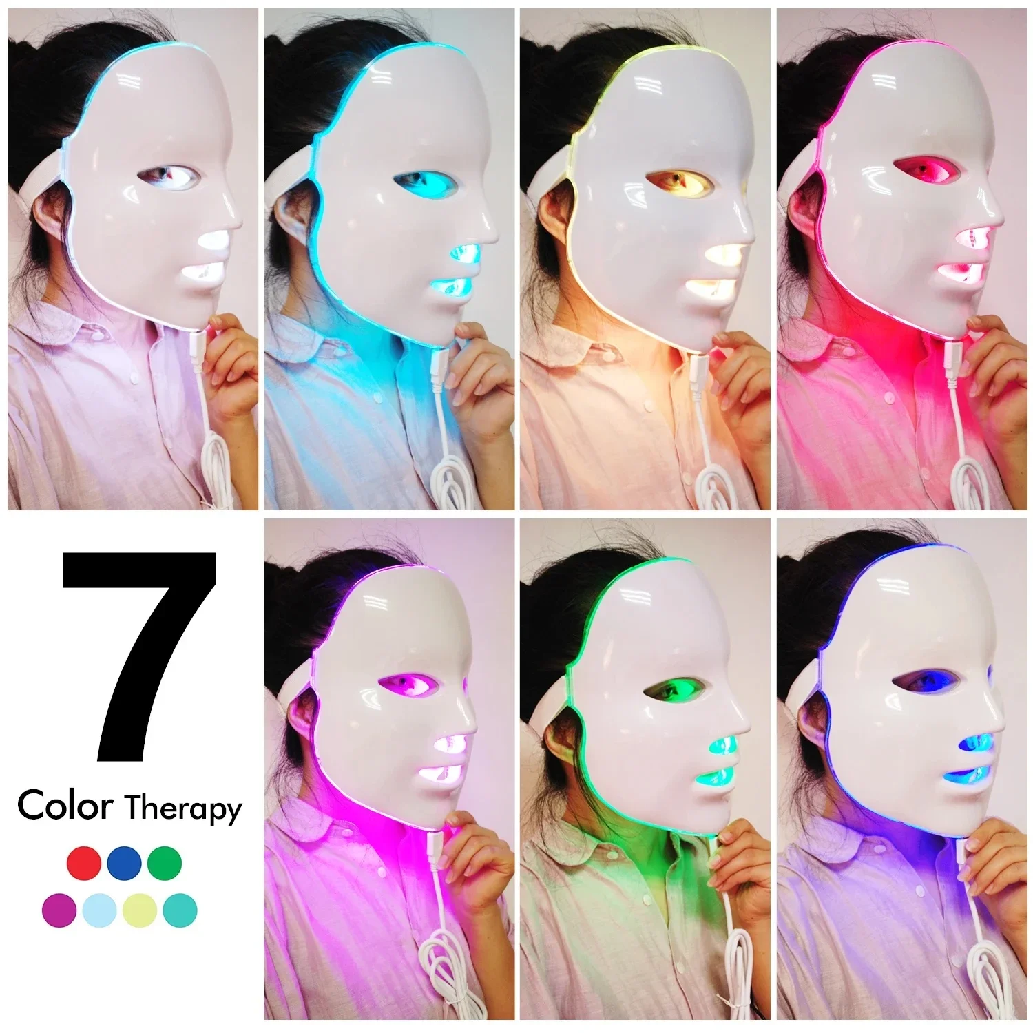 7 couleurs LED Light photon Therapy System soin de la peau du visage & masque beauté masque LED soin de la peau & masque beauté