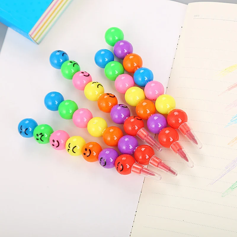 10Pcs Lollipop Building Block Crayon/Pencil Graffiti Pen for Children Birthday Party Favors Student Back To School Gifts