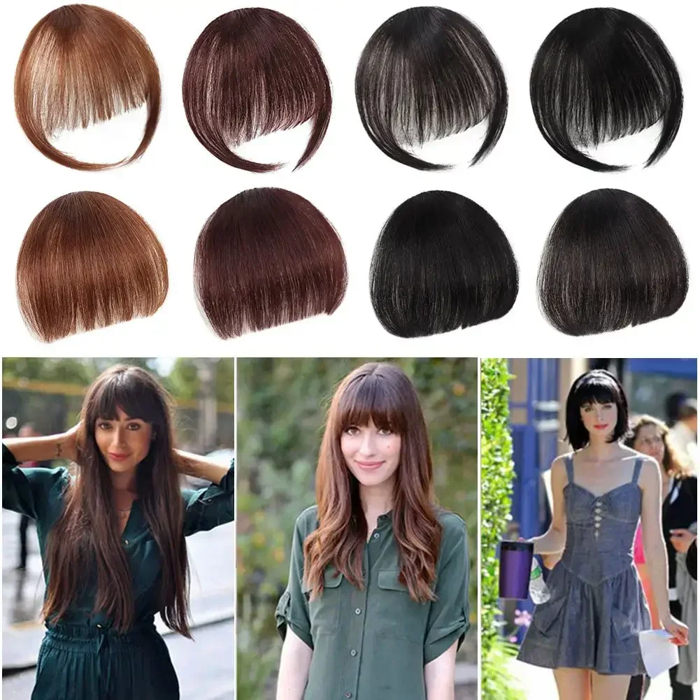 Synthetic Fake Air Bangs Natural Forehead Fake Fringe Hair Bang Wig Short Invisible Clip In Hair Extensions Hairpieces For Women