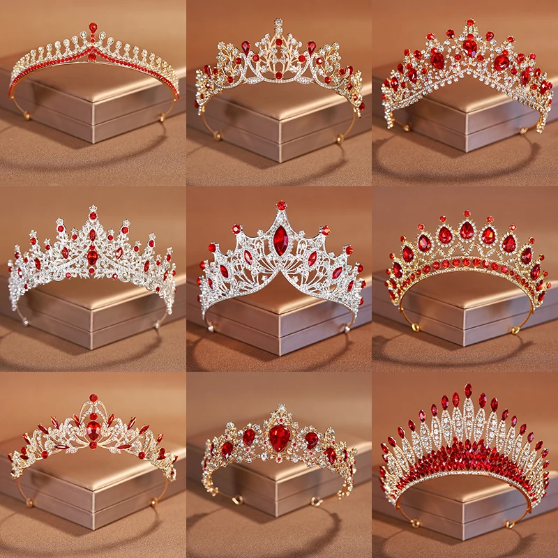 Itacazzo bridal headwear crown, classic red - ColourTiras suitable for women's weddings and birthday parties