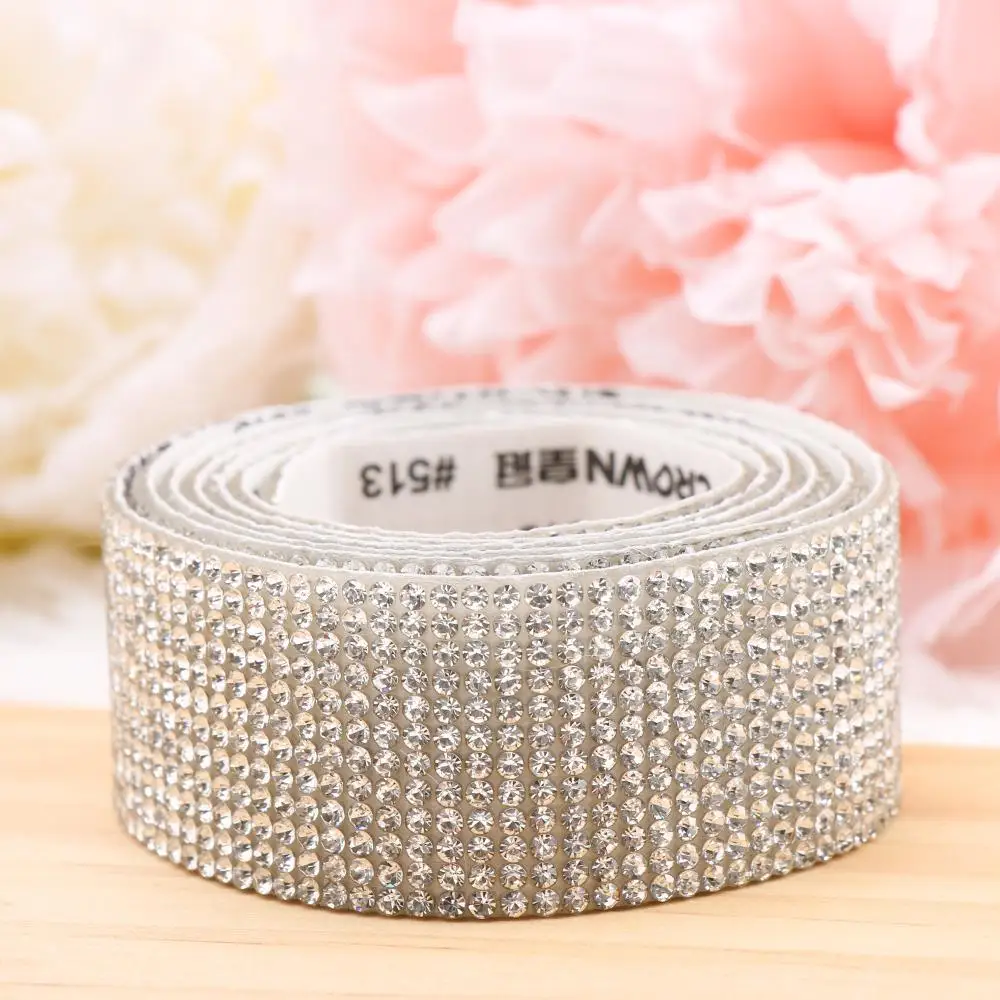 1 Yard Self-Adhesive Crystal Rhinestone Diamond Ribbon Trim Tape Sticker DIY Event Car Phone Decoration Arts Crafts